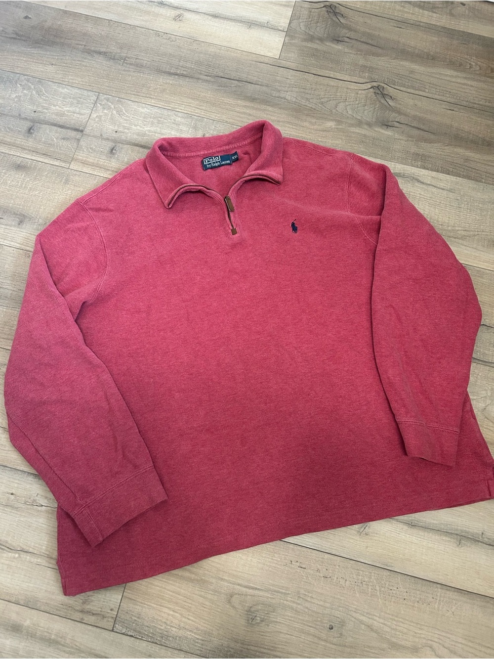 Ralph Lauren Men's Red Quarter-Zip Polo Sweater